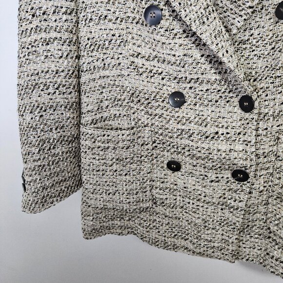 ZARA Double Breasted Tweed Blazer Jacket Sz S Neutral 2251/158 - Picture 8 of 13